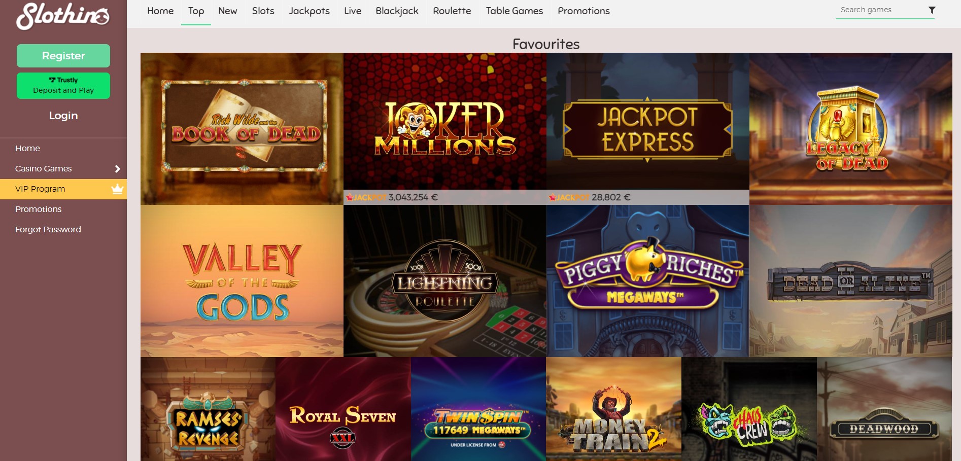 Slothino casinospellen