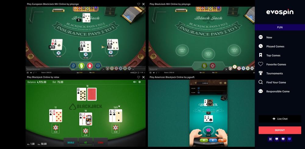 Blackjackonline.nl - tot wel 4 blackjack tafels tegelijkertijd spelen