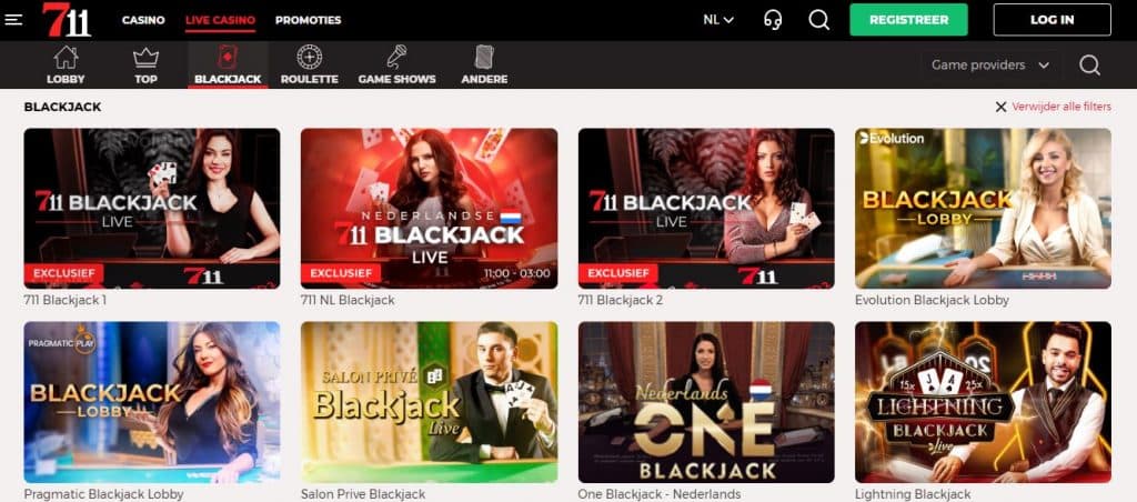 711 casino overzicht live blackjack spel lobby