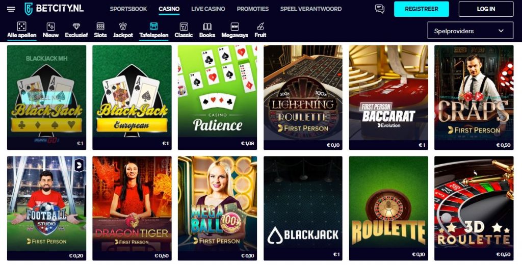 betcity overzicht blackjack spel lobby