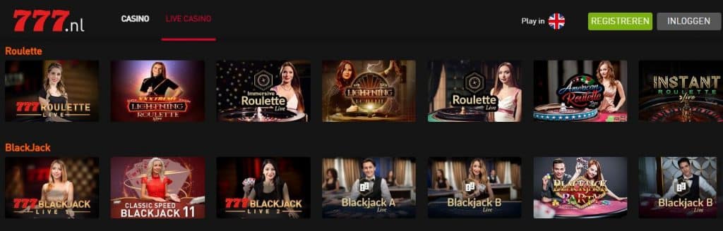 777 casino overzicht blackjack lobby
