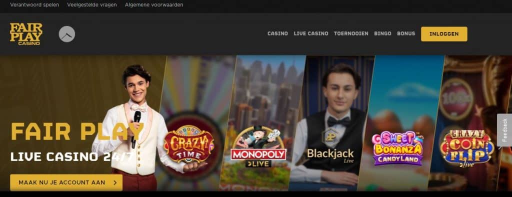 Fair play screenshot homepage