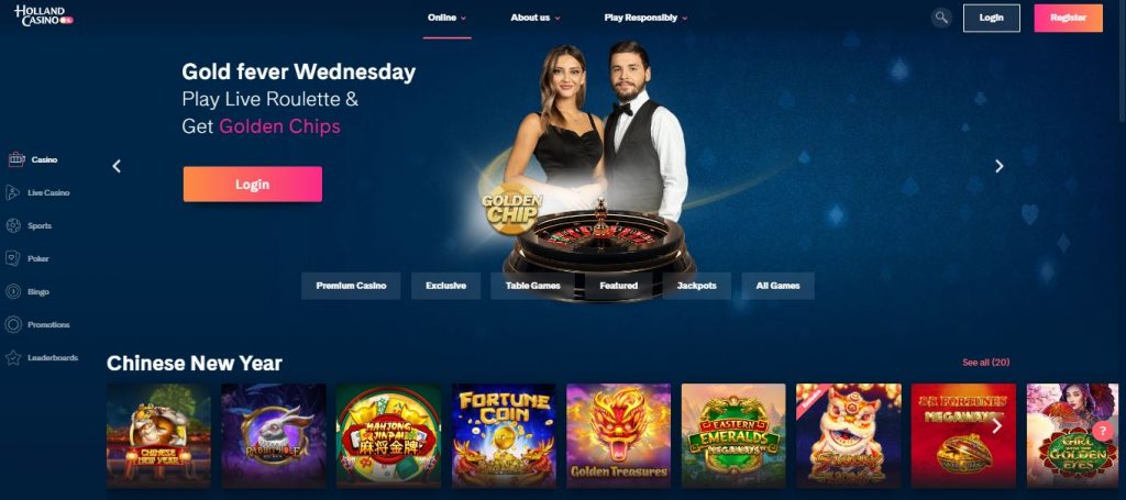 holland casino homepage screenshot