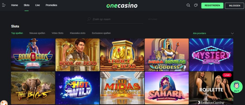 onecasino casino spel lobby