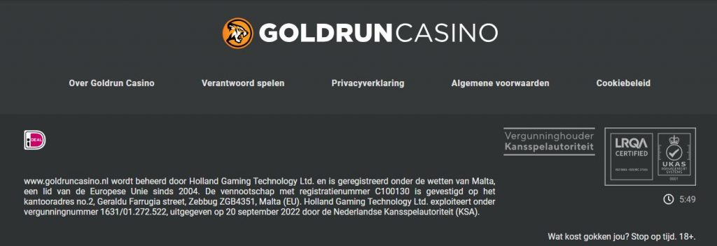 goldrun casino footer