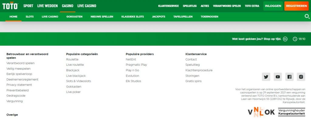 Toto footer screenshot